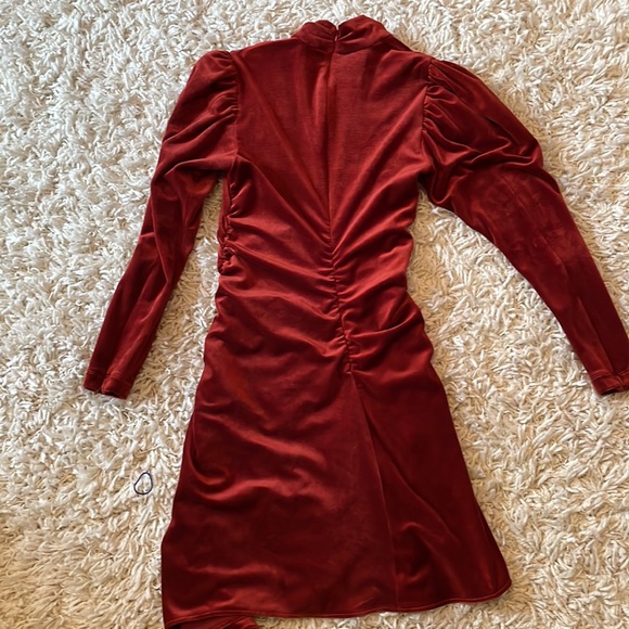 NWOT A.L.C. Marcel Long Sleeve Ruched Velvet Minidress in Sumac Sz 0 - Picture 9 of 12